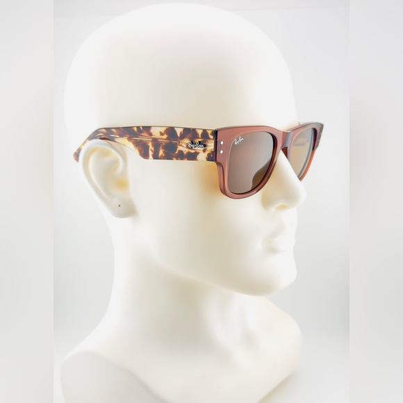 Ray-Ban Sunglasses Mega Wayfarer RB0840-S Polished Transparent Frame Brown Lens - Picture 5 of 16